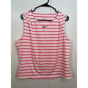 Nike Dri Fit Running Tennis Volleyball Tank XL Stripe Pink and White Sleeveless